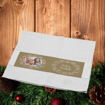 Toalha Branca lavabinho Personalizada com Foto - Feliz Natal