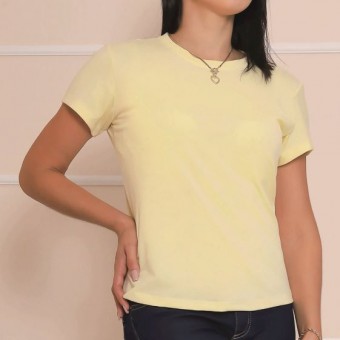 Camiseta feminina blusinha babylook personalizada como desejar Cor Amarelo Tamanho P
