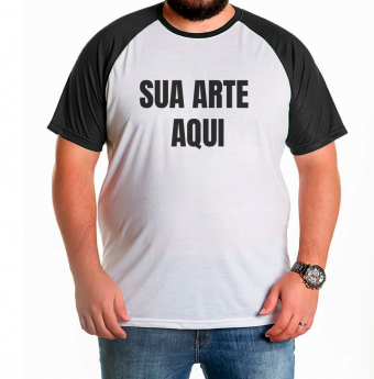 Camiseta Raglan Plus Size Branca com Manga Colorida - Personalizada