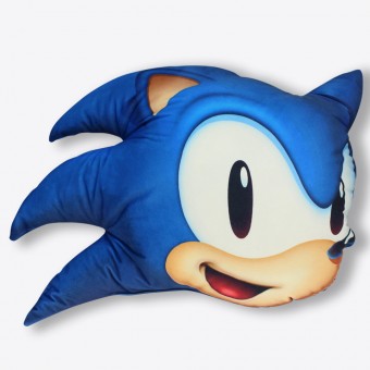 Almofada Sonic Speed Ouriço Cabeça Decorativo Quarto Sala Cor Azul