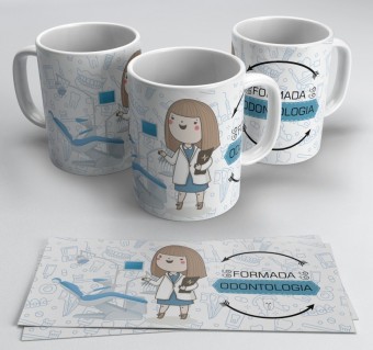 Caneca Odontologia Coleção Profissões Dentista Personalizada (com nome)