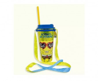 Copo com Cordão e Canudo Bob Esponja 1 Litro