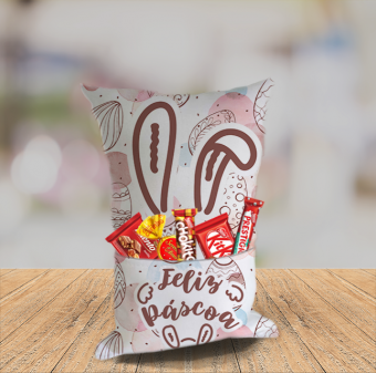 Almofada Personalizada Com Bolso Para Por Chocolates Para Pascoa