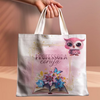 Bolsa Professora Coruja Ecobag Sacola Reutilizável
