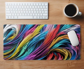 Mousepad Personalizado Costurado 58x30 - Ondas coloridas