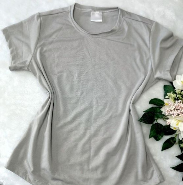 Camiseta feminina blusinha babylook personalizada como desejar Cor Cinza Tamanho P