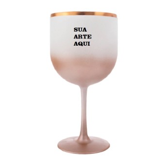Taça de Gin Degradê Fosca Borda Metal