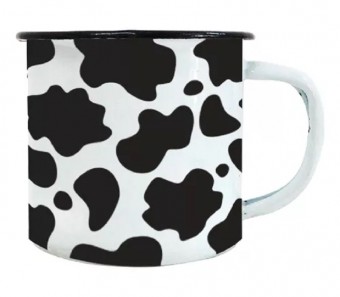 Caneca Esmaltada Branca Cafe - Life - Manchas Malhada