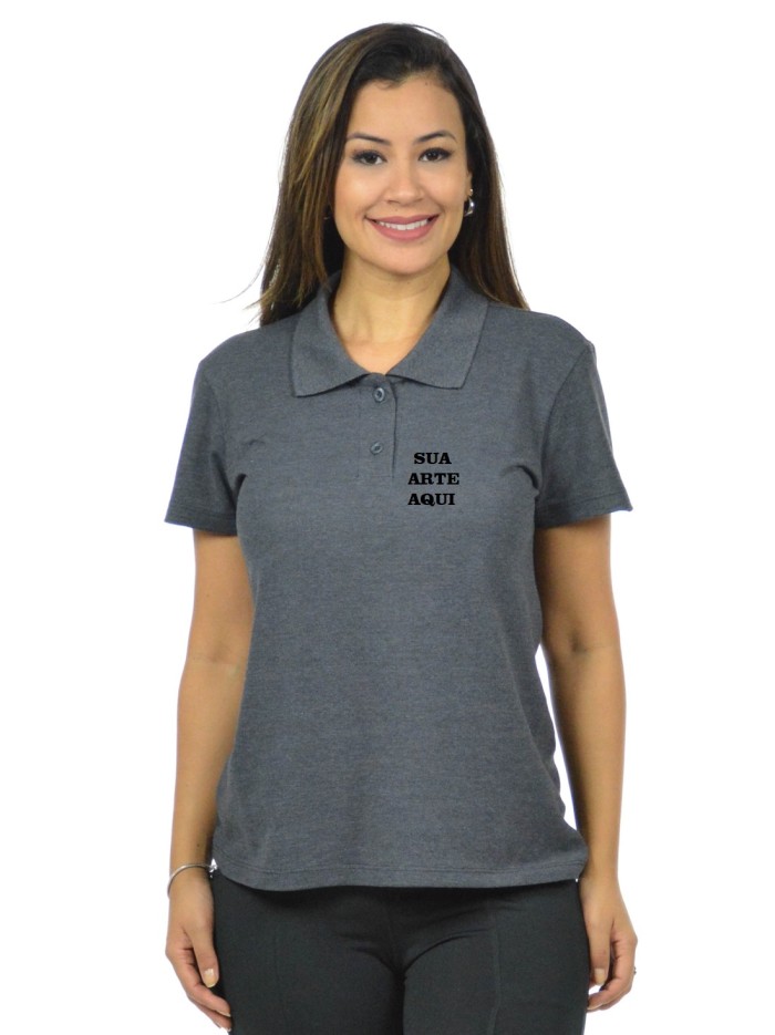Polo piquet feminina com sua arte Logomarca Sua Empresa Uniforme