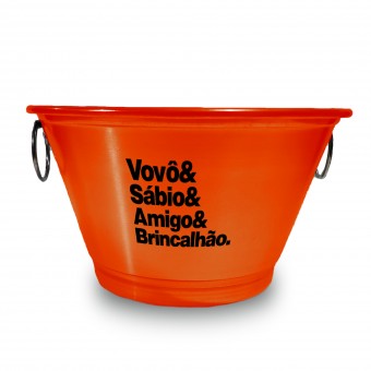 Balde De Gelo 9l Personalizado - Vovô Amigo Brincalhão - Laranja