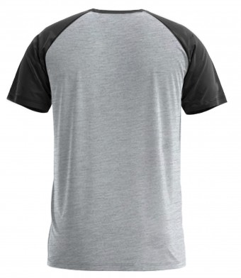 Camiseta Raglan Personalizada Cinza Mescla com Manga Colorida - Sua Arte Aqui