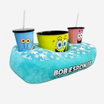 Kit Pipoca Bob Esponja Almofada Porta Pipoca c 2 Copos