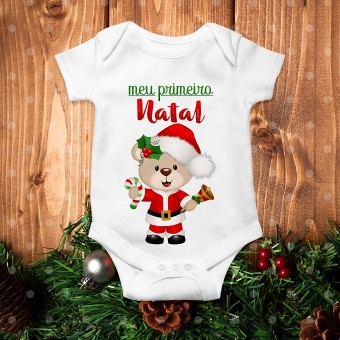 Body Natal Menino Menina Meu Primeiro Natal Bebê Papai Noel