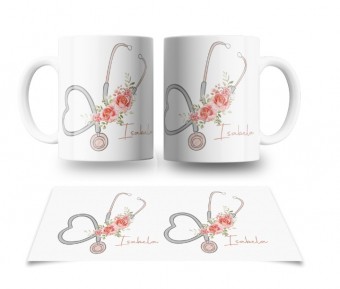 Caneca Medica Floral Medicina Enfermeira Colocamos Seu Nome