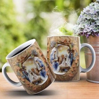 Caneca Natal Presépio 3D
